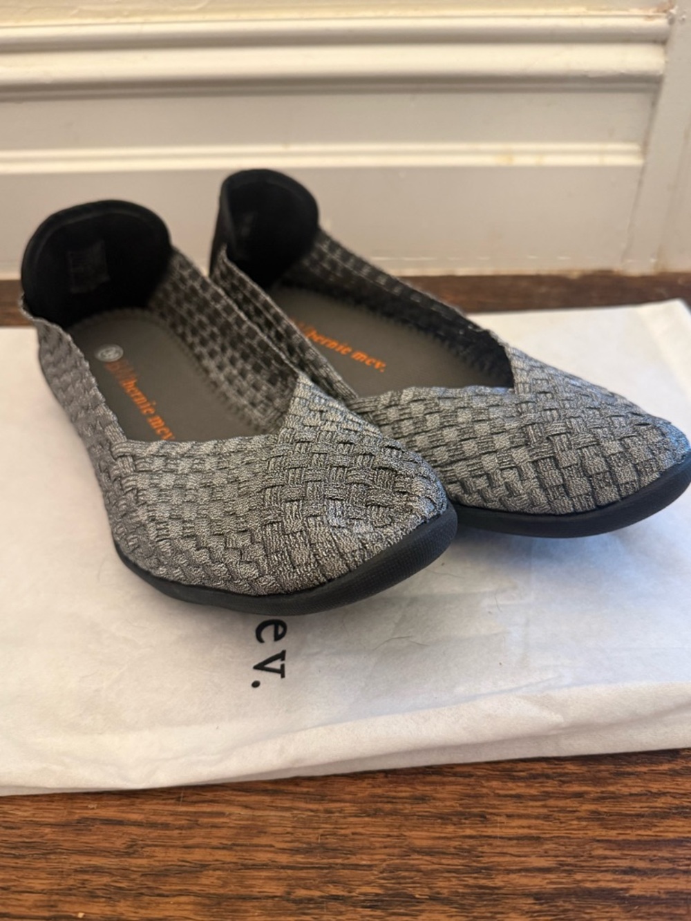 Bernie Mev Catwalk Silver Gray Slip-On Flats - EU Size 39 (US Size 8) NEW